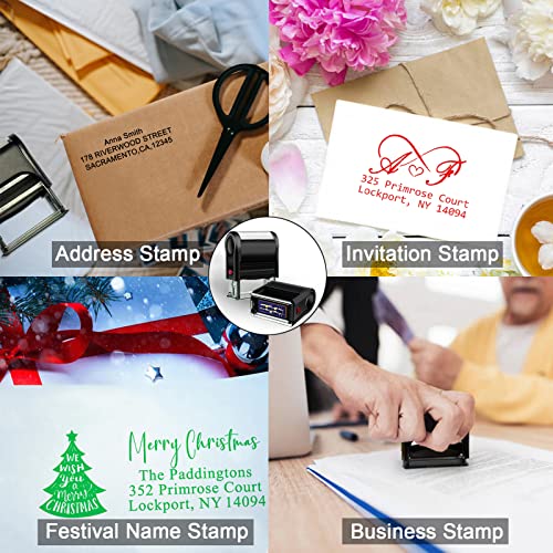 Bertiveny Custom-Name-Stamps Self-Inking Signature Stamp Name Stamp Self Inking Personalized Customized Signature Rubber Stamp -5 Colors Choices And Many Fonts Options -Up To 2 Lines (Small) #TOP4