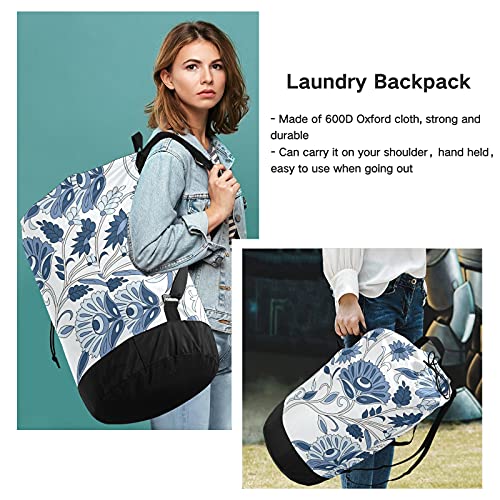 Indian Paisley Laundry Bag Backpack Dirty Clothes Bags Organizer With Extra Large Heavy Duty For College,Travel,Camp,Dorm Essentials #TOP5