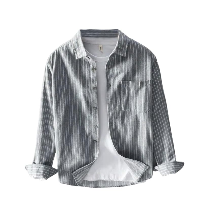 Chemise à rayures en coton de qualité supérieure avec col carré