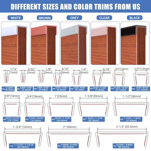 Image of Rubber Edge Trim, 1 Inch(25mm) Self Adhesive Peel and Stick Edge Guards, Flexible U Shaped Strip for Kitchen &Garbage Drawer Fronts, Cabinets, Desks and Shelfves, Black, 10Ft