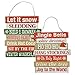 Christmas Decor Sign - Winter Hanging Wood Signs - Let it Snow/Jingle Bells - Set of 2