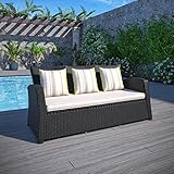 Atlantic Patio Atlantic Hibiscus 1-Piece Patio Sofa with Light Grey Cushions Wicker | Ideal for Outd