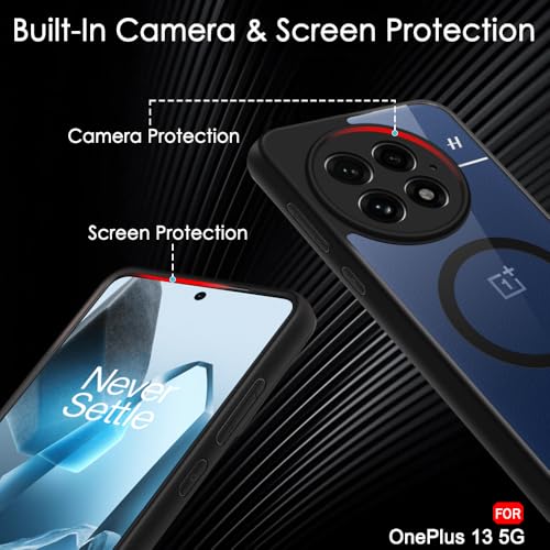 Image of TheGiftKart Hybrid Shockproof Back Cover Case for OnePlus 13 5G Compatible with MagSafe | Hard Back Cover for OnePlus 13 5G (PC & TPU, Transparent Clear Back, Black Sides)
