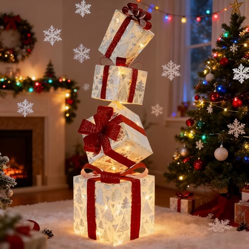 CCLIFE LED Geschenkbox 4er, Netzstecker Weihnachten Weihnachtenbox...