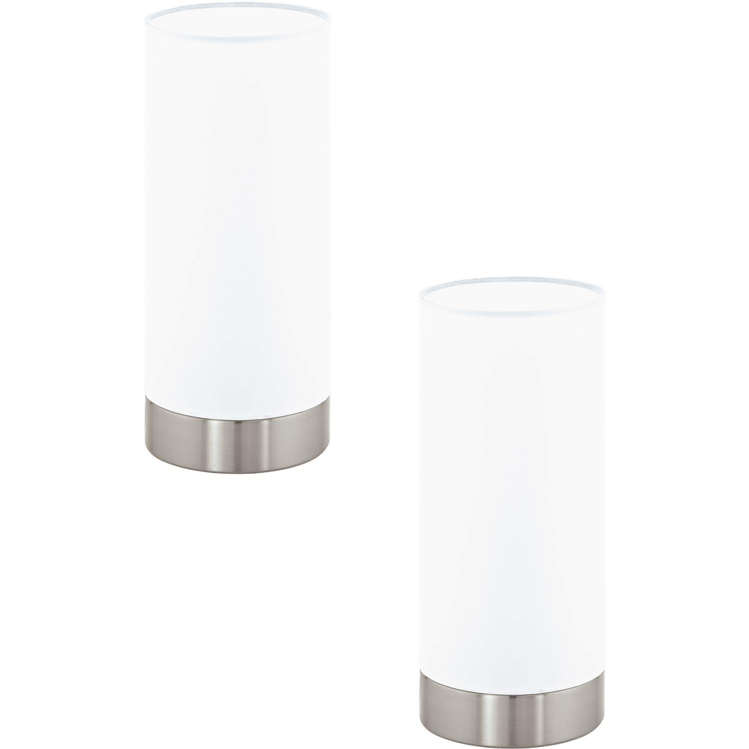 Loops 2 Pack - Table Lamp-Colour Satin Nickel-Shade Round White-Satin Glass- E27-1x60W - Side Console Free Standing Base Bedside Task Base Set