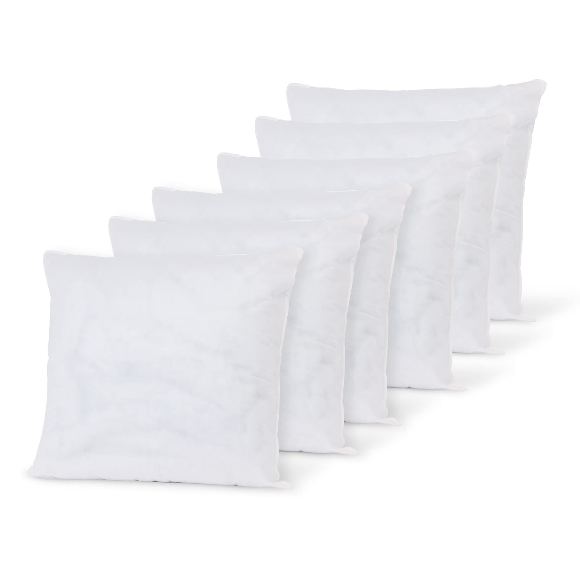 Charlotte Andersen White 6 Pack 18” Inch Square Cushion Inserts, Anti-Allergy Insert Pads 45Cm X 45Cm Pure Hollowfibre Filling- Made In Uk