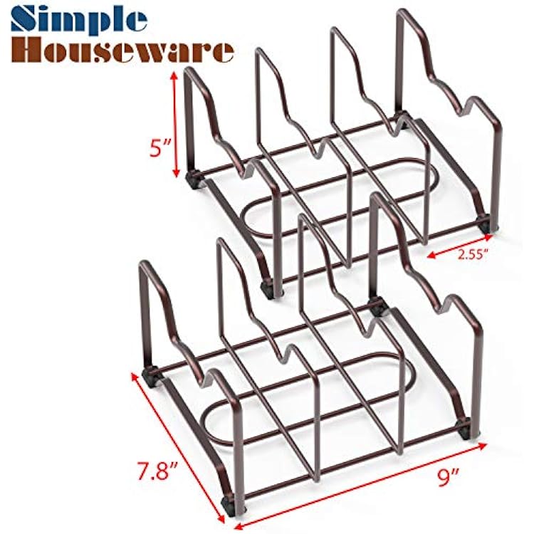 Simple Houseware Kitchen Cabinet Pantry and Bakeware Organizer Rack Holder, Bronze - 2 Pack