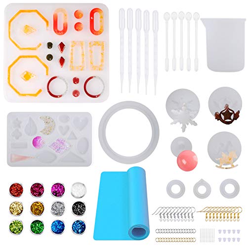 XP-Art Silicone Resin Jewelry Making Kits Resin Jewelry Casting Molds Including Sphere Earring Ring Bracelet Necklace and Pendant Jewelry Casting Molds Kits for Beginners
