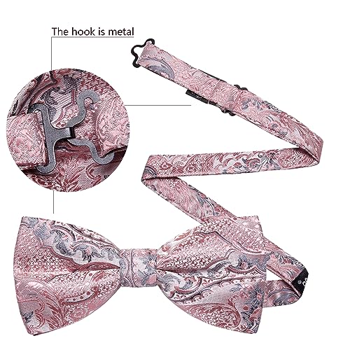 Image of YOHOWA Mens Bow Tie Set Paisley Coloful Pre-tied Bowties Adjustable with Handkerchief Cufflinks Wedding Prom Party