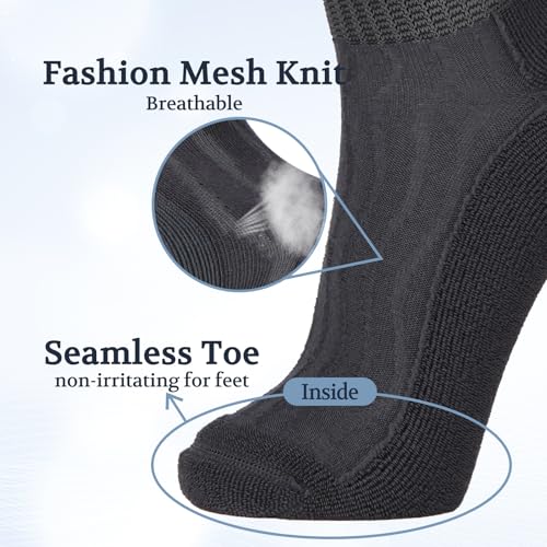 Image of +MD Bamboo Viscose Ankle Diabetic Socks for Men & Women, 6 Pairs, Soft Cushioned, Non-Binding Loose Top, Extra Wide