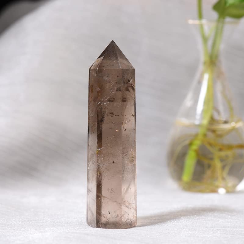Miniatura 5 de Torres de cristal natural de cuarzo ahumado de 3.54 a 4.33 pulgadas, varita de cristal curativo, 6 facetas de chakras, reiki, terapia de meditación