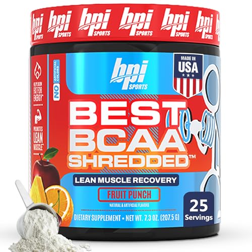 BPI Sports Best BCAA Shredded - Caffeine Free Thermogenic Recovery Drink, Lean Muscle Building BCAA Powder for Women and Men, Preworkout BCAAs Amino Acids Drink- Fruit Punch - 25 Servings by BPI Sports - Used condition - US$16.85