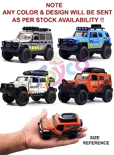 Image of toyco Diecast Offroad Car Toy for Kids | 1:36 Alloy Metal SUV with Pull Back Action, Openable Doors, Shiny Finish & Smooth Edges | Mini Model Vehicle (Multicolor, Pack of 1, Age 3+ Years)