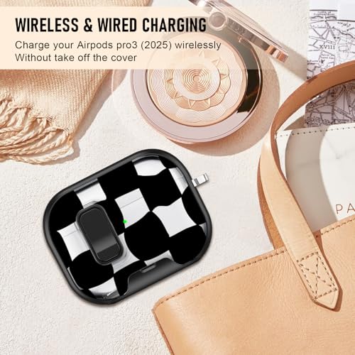Image of Compatible Airpods Pro 3 Case (2025) with Phone Stand & Cleaner Kit,Cute Soft Silicone Lock Clip Apple AirPods Pro 3rd Generation Case, Airpod Pro 3 Cover with Keychain for Women /Girls