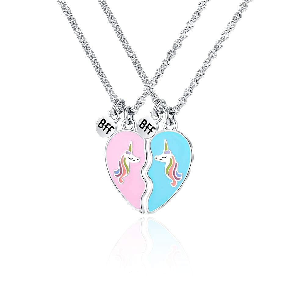 Septreize Lanqueen Best Friend Necklaces for 2 BFF Unicorn Heart Necklace