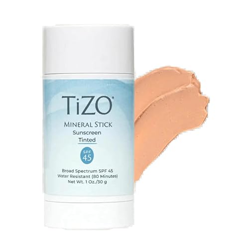TiZO Mineral Stick Tinted SPF 45  Resistente al agua (80 minutos)  Protector solar de amplio espectro  Protección UVAUVB  Acabado invisible a