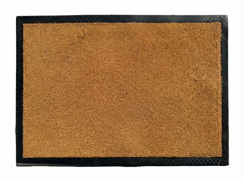 Set of 2 Welcome Door Mats for Front Door Heavy Duty Non Slip Entrance Mat Indoor Outdoor Dust Trapping Door Mat with Premium Plain Door Mat for Patio & Entryway (Brown)