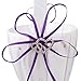 OurWarm Double Heart Wedding Flower Girl Basket White Satin Rhinestone Decor Purple Wedding Party Favor