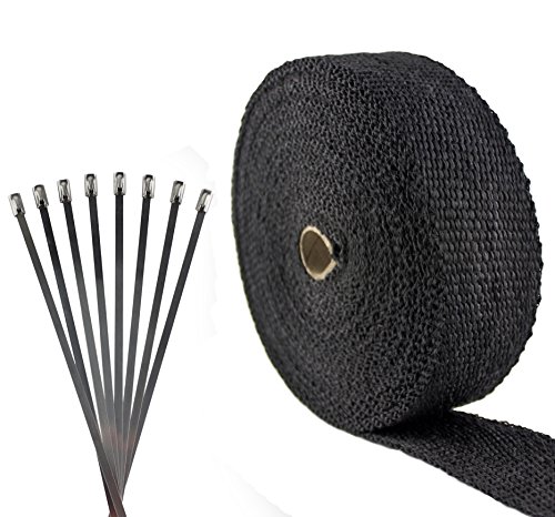 Image of Exhaust Pipe Wrap, Heat Shield Tape in: Fiberglass, Basalt (Titanium), Vermiculite or Foil Faced.