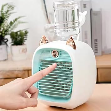EZERE Desktop Fan with Air Humidifier Portable Mini Air Conditioner Cooler, BLUE