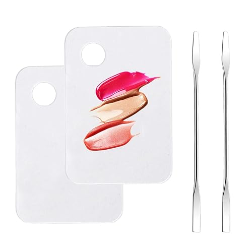 Paleta de mezcla de maquillaje, 2 paletas de cosméticos acrílicos con 2 espátulas, bandeja de mezcla, herramientas de artista para base, sombra de disponible en Yaxa Venezuela