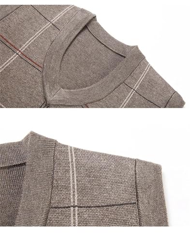 Mnjyihy Mens V Neck Pullover Sweater Vest Fall Winter Sleeveless Thick Slim Fit Checked Sweater Vests4