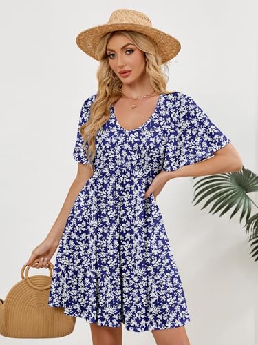 UEAL Summer Dresses for Women 2026 Modest Casual Aline Spring Sun Dress for Women X-Large Blue Floral C — view 2