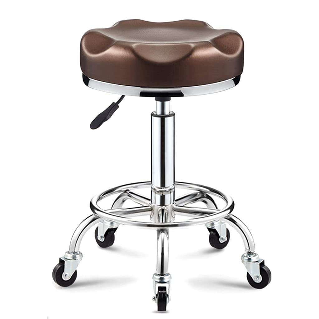 GTHTUHFD Round Rolling Stool Adjustable Height Swivel Stool, Ergonomic Drafting Shop Stools Chair With Wheels And Wider Comfy Round Seat For Salon Spa Esthetician,Brown