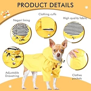 Puppy-Raincoats-with-Buttons-Adjustable-Drawstring-and-Storage-Pocket-RainproofWaterproof-Fashionable-Premium-Dog-Rain-Jacket-for-Small-Medium-Dogs-Yellow-XS - Cucciolini Doodles   Puppy-Raincoats-with-Buttons-Adjustable-Drawstring-and-Storage-Pocket-RainproofWaterproof-Fashionable-Premium-Dog-Rain-Jacket-for-Small-Medium-Dogs-Yellow-XS