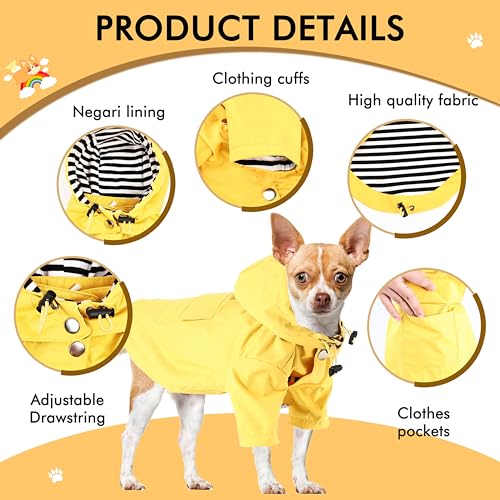 Puppy-Raincoats-with-Buttons-Adjustable-Drawstring-and-Storage-Pocket-RainproofWaterproof-Fashionable-Premium-Dog-Rain-Jacket-for-Small-Medium-Dogs-Yellow-XS - Cucciolini Doodles   Puppy-Raincoats-with-Buttons-Adjustable-Drawstring-and-Storage-Pocket-RainproofWaterproof-Fashionable-Premium-Dog-Rain-Jacket-for-Small-Medium-Dogs-Yellow-XS