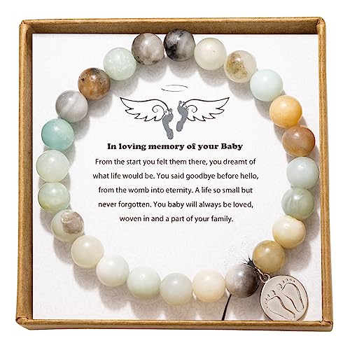 Famdecor Miscarriage Gifts for Mothers Miscarriage Memorial Beaded Bracelets for Women Loss of Baby Sympathy Gifts