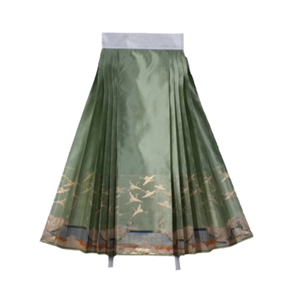 Jupe Hanfu à Visage de Cheval Jupe de Style Chinois pour Femme Broderie Grue