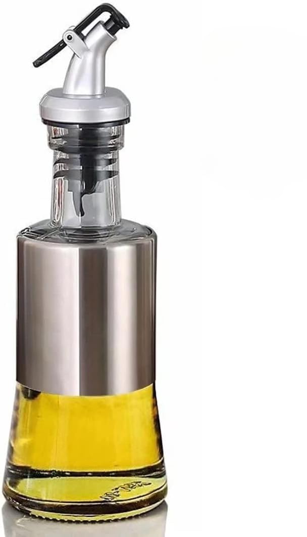 200 ml Olive Oil Dispenser Bottle | Premium Glass & Stainless Steel Cruet with Drip-Free Spout | Leak-Proof Pourer for Cooking Oil, Vinegar, Soy Sauce & Dressings | Kitchen & Restaurant Use