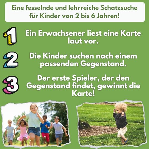 Oh Happy Games - Finde Mich! Im Freien - 56 Karten Suchspiel für Kinder ab 2 Jahren - Montessori Lernspiel Natur - Outdoor Kartenspiel - Geschenk Ostern Geburtstag - Bildungsspiel Draußen