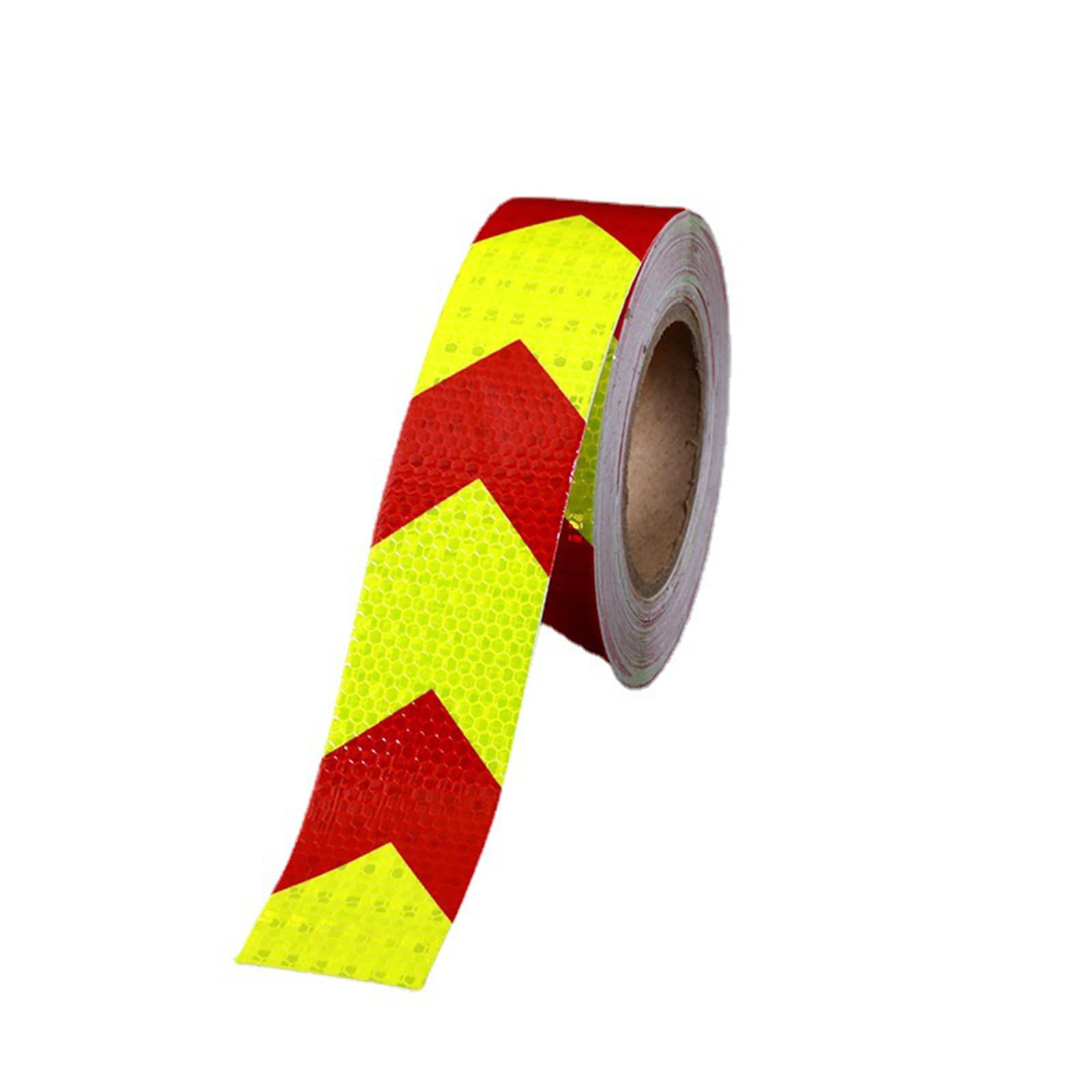 HEAGER Reflektierende Klebebandaufkleber, Warnband, fluoreszierender gelb-roter Pfeil, reflektierendes Warnband, Nachtsicherheitsaufkleber, (2/3,9/7,9 Zoll x 82 Fuß), Breite 5 cm (Color : Width 5cm)