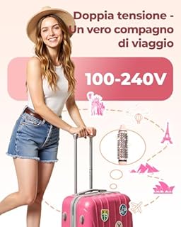 Bopcal Spazzola Termica per Capelli 3 in 1, Thermal Brush Ionico, Spazzola Arricciacapelli 38mm, Volumizzante e Blowout, Dual Voltage, Display LED 120-220 ℃