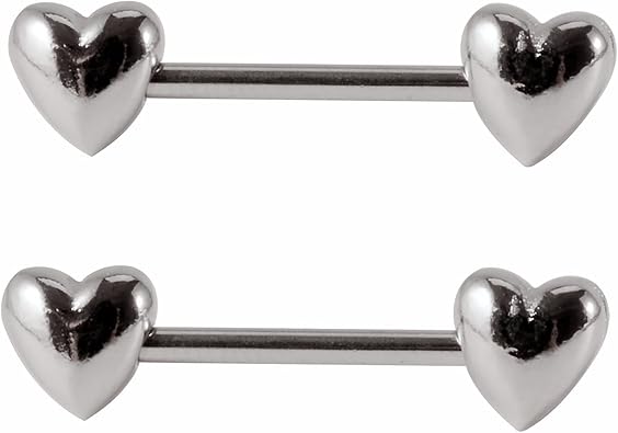 14G Stainless Steel Nipple Rings Solid Heart Straight Barbell Bars Tongue Ring 16mm5/8 Inch Body Piercing Jewelry