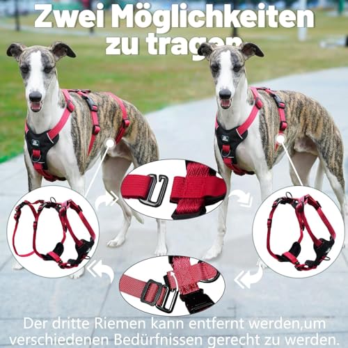 Paworld Sicherheitsgeschirr Hund, Anti Zug Hundegeschirr, Panikgeschirr für Hunde, Ausbruchsicheres Geschirr Hund, Verstellbare, Atmungsaktiv Weste für kleine, mittelgroße und große Hunde (Rosarot,M)