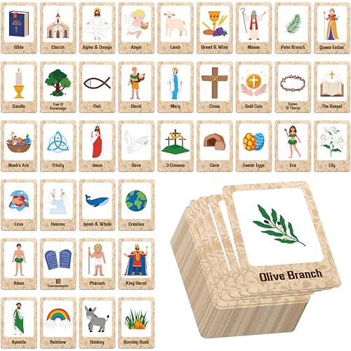 Hebayy Juego a juego con temática bíblica, 80 tarjetas de memoria de concentración bíblica para cristianos, 40 pares de tarjetas de personajes bíblicos, juguetes educativos para niños y adultos