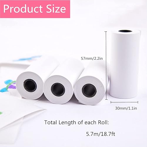 Miniatura 2 de Paquete de 20 rollos de papel de impresión de cámara instantánea para niños, impresora fotográfica de 2.2 x 1.2 pulgadas, rollos de papel térmico