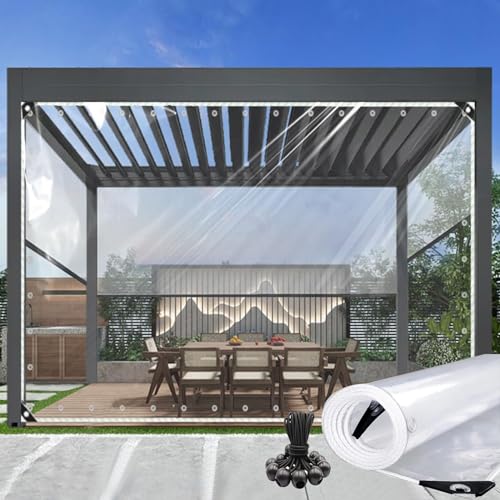 Transparente wasserdichte Plane Mit ösen PVC-Material Faltbar, Für Den Außenbereich, Wasserdicht, Ripstop, Winddicht Plane Terrassenüberdachung Aus Transparentem Vi(Size:2.5x6m/8x20ft,Color:Löschen)