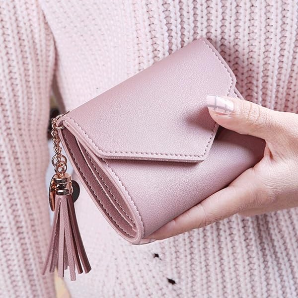 Short Women Wallets Cute Small Women's Wallet Leather Slim Female Purse(Black)3