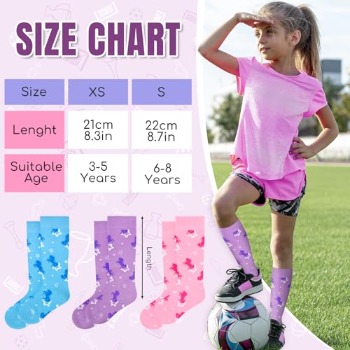 3 Pairs Kids Toddler Soccer Socks for Girls Soccer Athletic Socks Youth Football Socks Toddler Knee High Socks Kids4