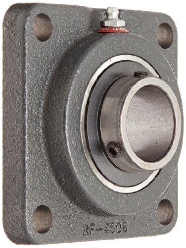 Browning VF4S-223 Normal-Duty Flange Unit, 4 Bolt, Setscrew Lock, Regreasable, Contact and Flinger Seal, Cast Iron, Inch, 1-7/16