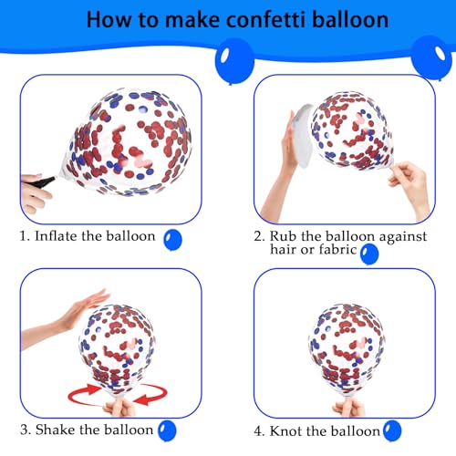 Image of Red White and Blue Balloons,60Pcs Red and Blue Balloons | 12in Latex Balloon for Independence Day Birthday Party Decorations