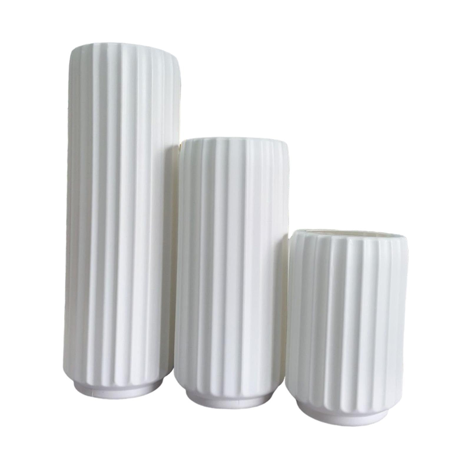 F Fityle 3 Jarrones Altos de Suelo, Centros de Mesa, Regalos Ideales, Decoración del Hogar, Jarrones de Flores para Bodas, Estanterías, Recibidores Y Salas de, Blanco, Individual