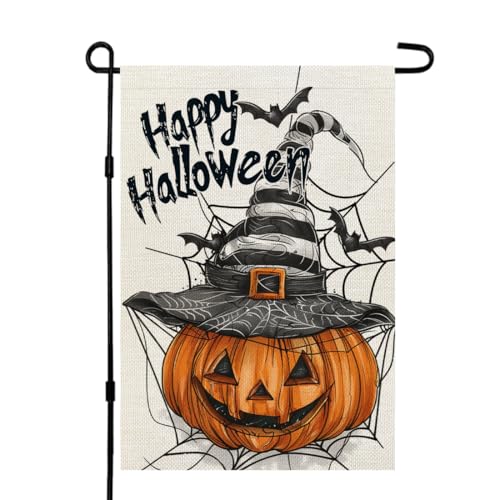 CROWNED BEAUTY Halloween Jack O'Lantern Garden Flag 12x18 Inch Double
