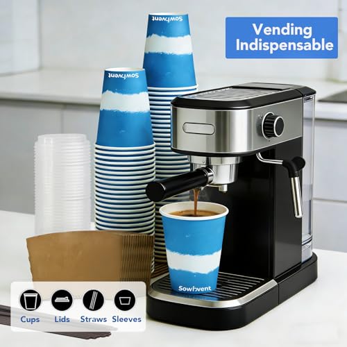 100 Set Blue Disposable Coffee Cups with Lids & Straws - $14.99
