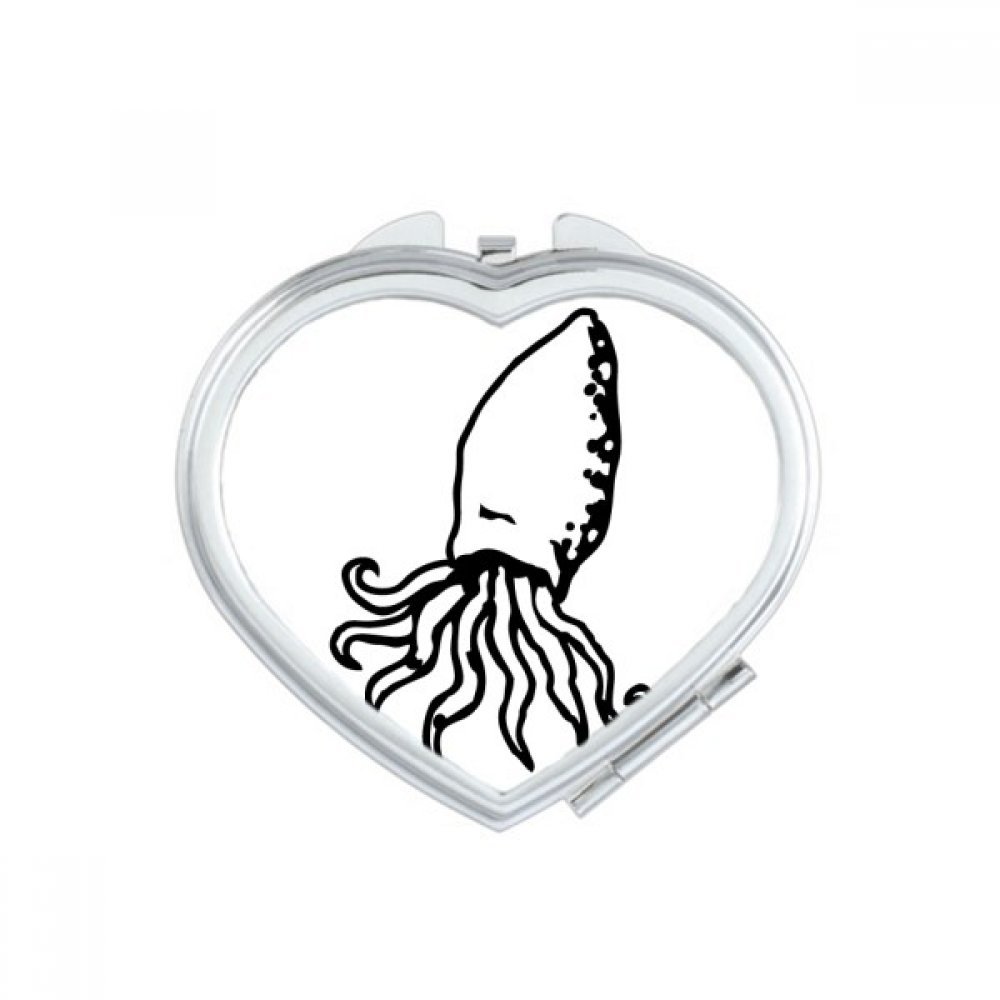 Miroir de maquillage coeur pieuvre dessin animé mignon format de poche portable