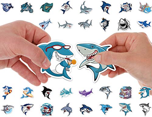 🛒 Flash Sale Sharks Sticker 50 Pcs Ocean Shark Stickers Waterproof Ocean Adventure Party Supplies for Water Bottles Laptop Stickers Cars